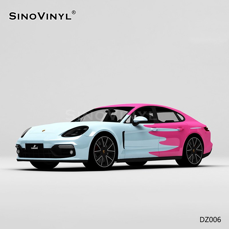 DZ006 Blue And Pink Painting Customized Car Vinyl Wrap