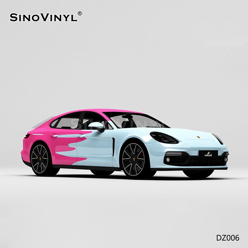 DZ006 Blue And Pink Painting Customized Car Vinyl Wrap