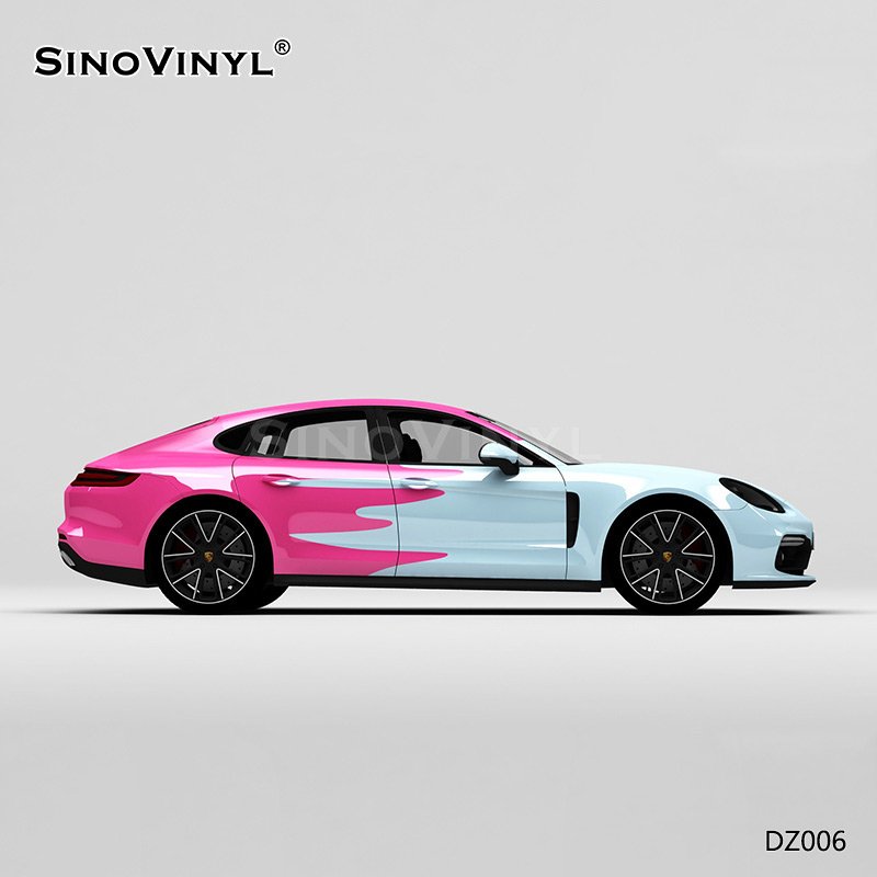 DZ006 Blue And Pink Painting Customized Car Vinyl Wrap