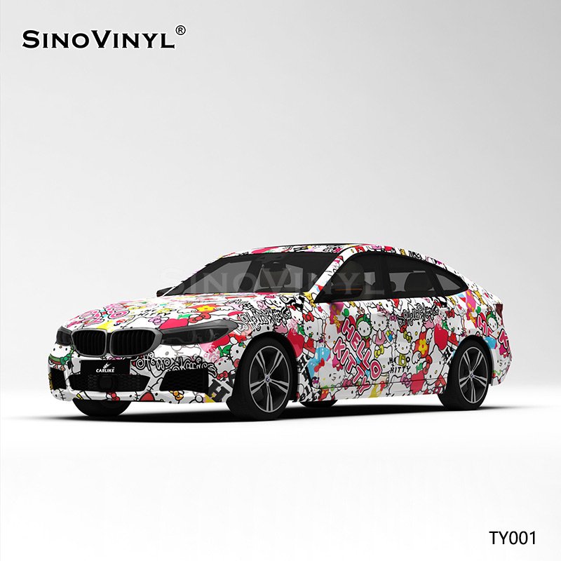 TY001 Hello Kitty Cat Painting Customized Car Vinyl Wrap
