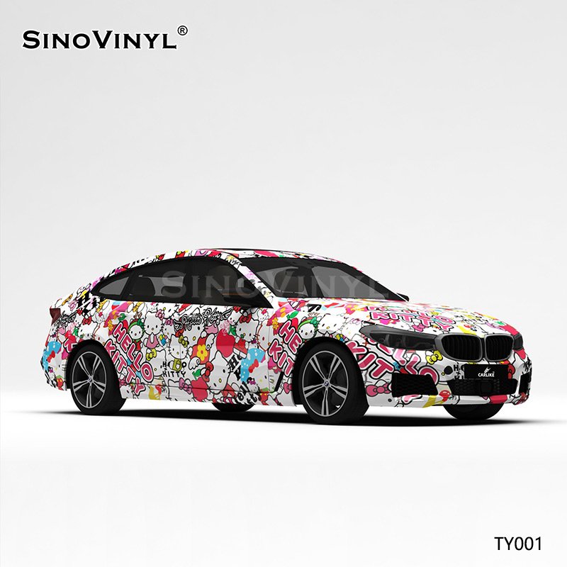TY001 Hello Kitty Cat Painting Customized Car Vinyl Wrap