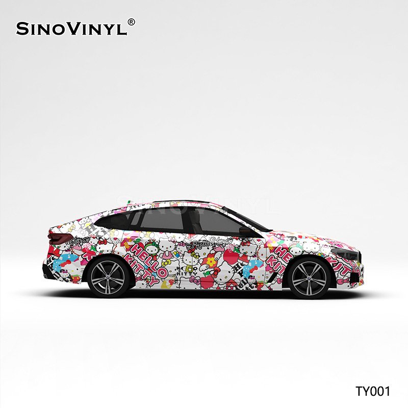 TY001 Hello Kitty Cat Painting Customized Car Vinyl Wrap