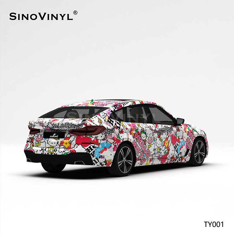 TY001 Hello Kitty Cat Painting Customized Car Vinyl Wrap