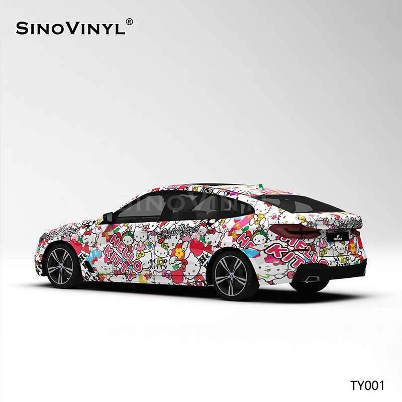 TY001 Hello Kitty Cat Painting Customized Car Vinyl Wrap