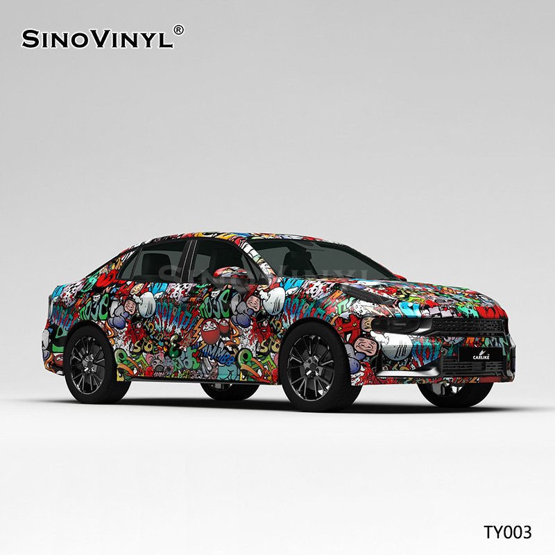 TY003 Cartoon Explosion Painting Customized Car Vinyl Wrap