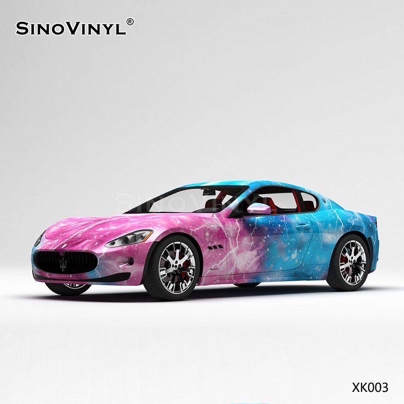 XK003 Pink Blue Lightning Starry Sky Customized Vinyl Wrap