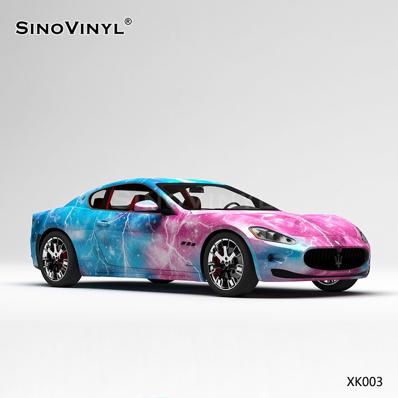XK003 Pink Blue Lightning Starry Sky Customized Vinyl Wrap
