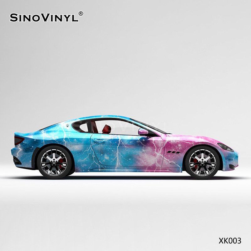 XK003 Pink Blue Lightning Starry Sky Customized Vinyl Wrap