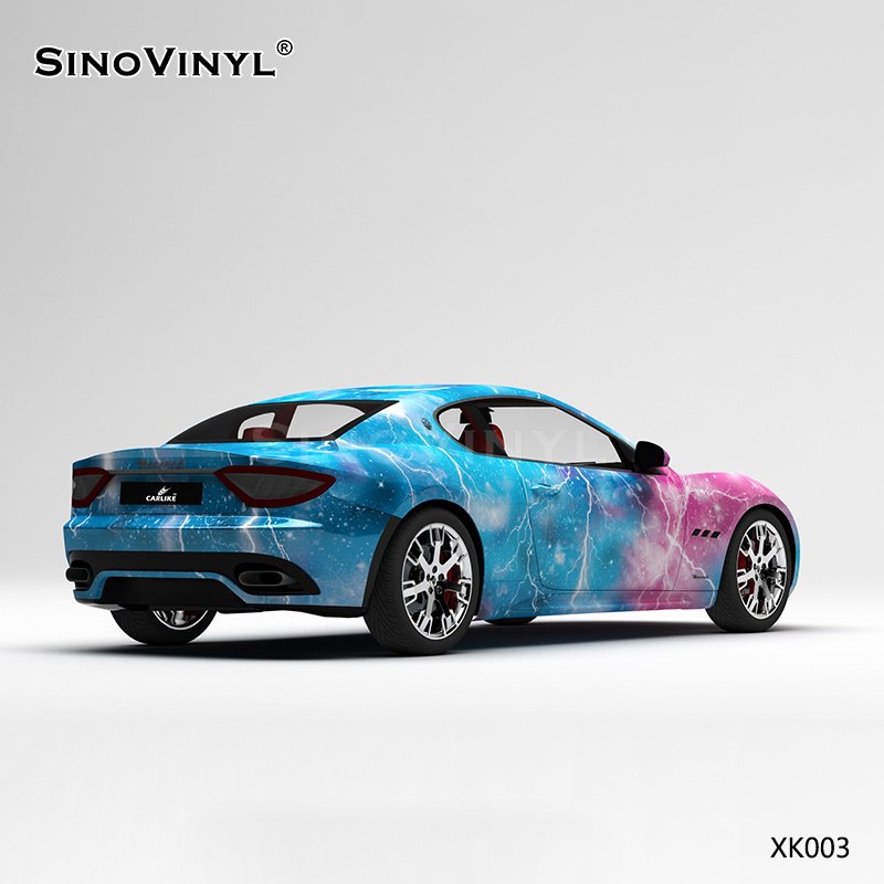 XK003 Pink Blue Lightning Starry Sky Customized Vinyl Wrap