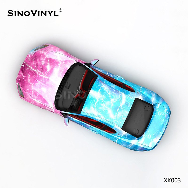 XK003 Pink Blue Lightning Starry Sky Customized Vinyl Wrap
