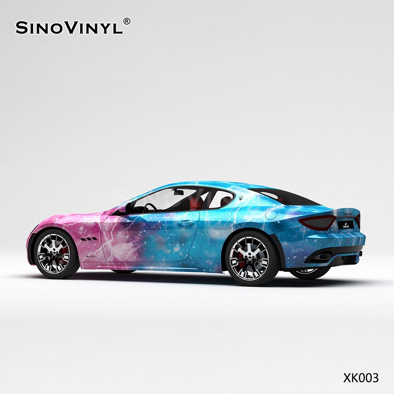 XK003 Pink Blue Lightning Starry Sky Customized Vinyl Wrap