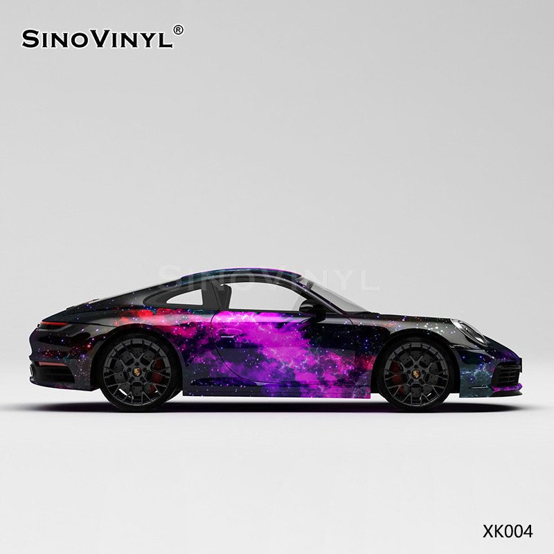 XK004 Black Purple Starry Sky Customized Car Vinyl Wrap