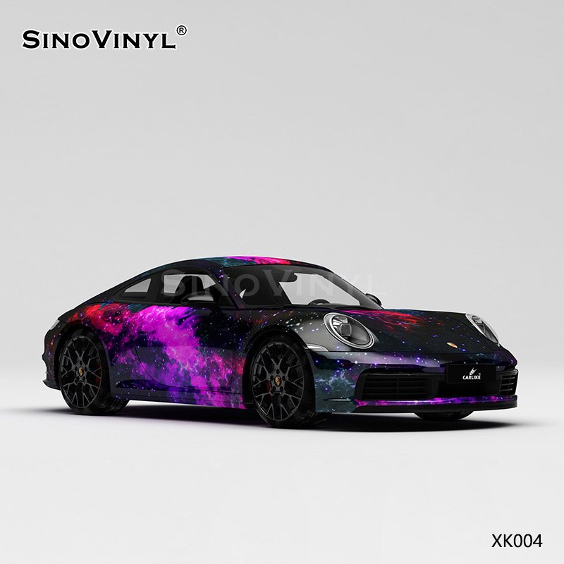 XK004 Black Purple Starry Sky Customized Car Vinyl Wrap
