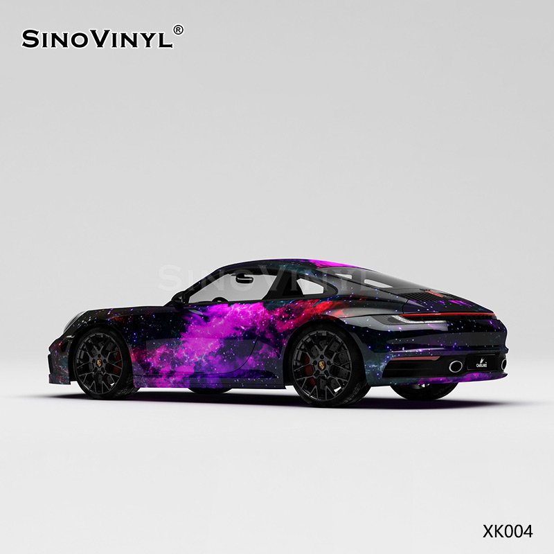 XK004 Black Purple Starry Sky Customized Car Vinyl Wrap