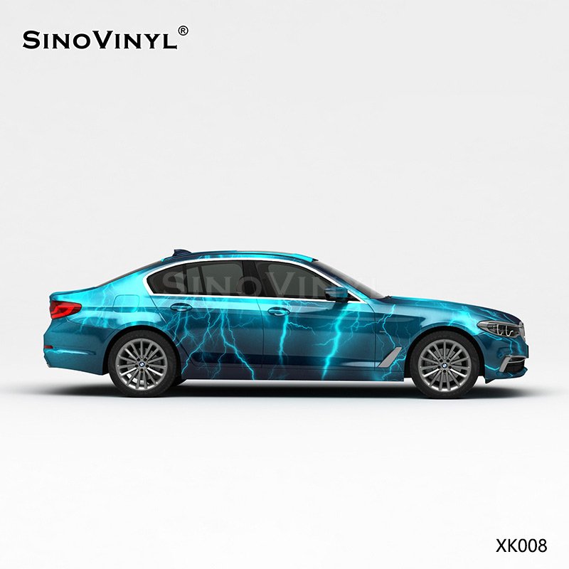 XK008 Blue Black Lightning Customized Car Vinyl Wrap