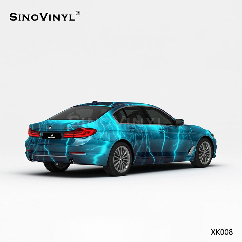 XK008 Blue Black Lightning Customized Car Vinyl Wrap