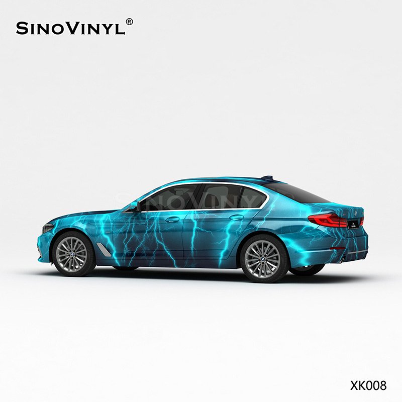 XK008 Blue Black Lightning Customized Car Vinyl Wrap