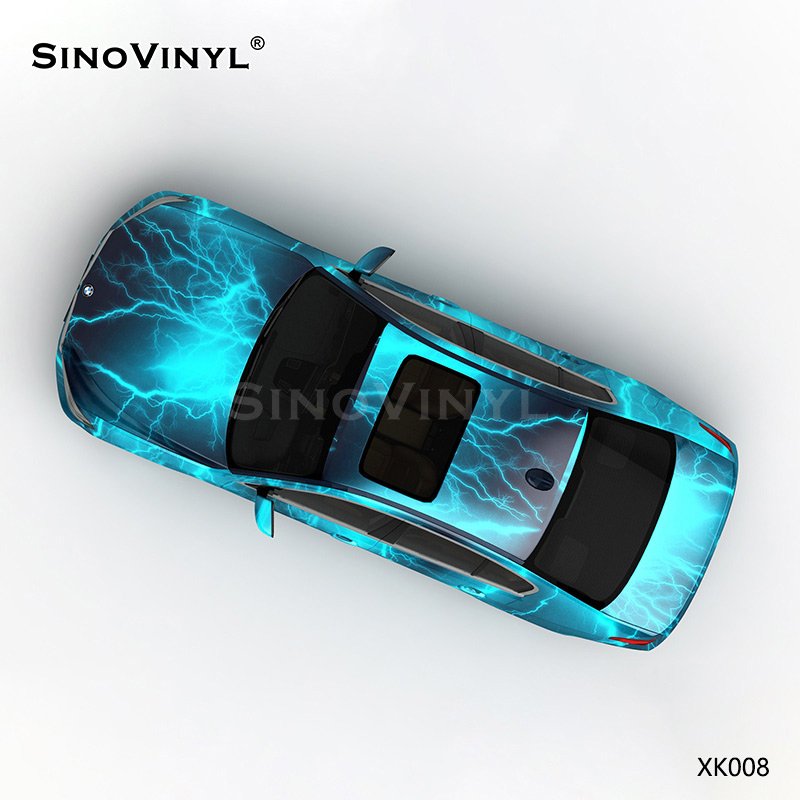 XK008 Blue Black Lightning Customized Car Vinyl Wrap