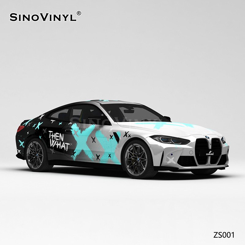 ZS001 Gradual Splash Ink Battle Damage Customized Car Vinyl Wrap