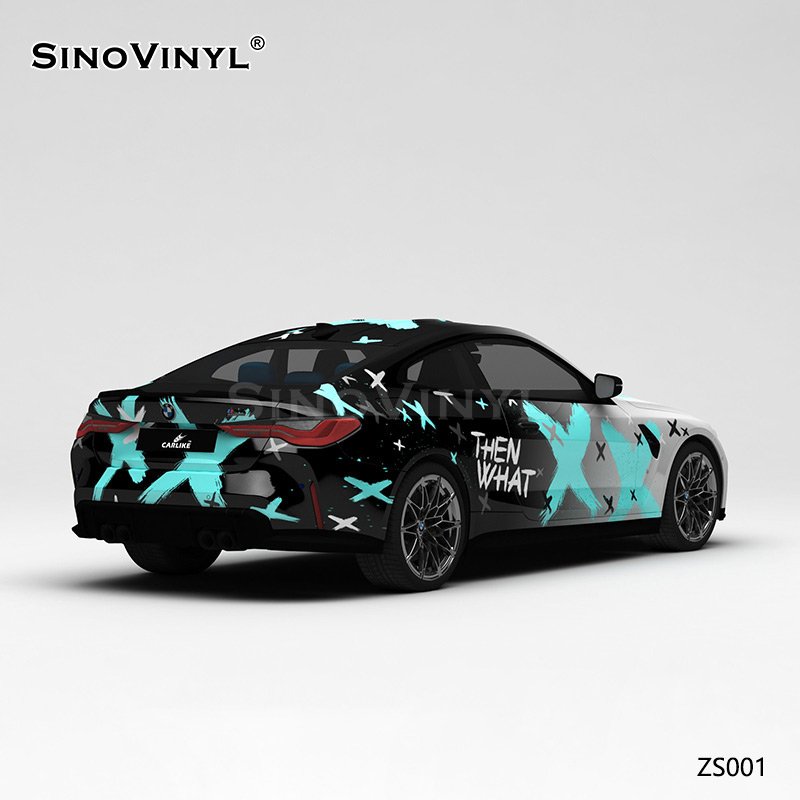 ZS001 Gradual Splash Ink Battle Damage Customized Car Vinyl Wrap