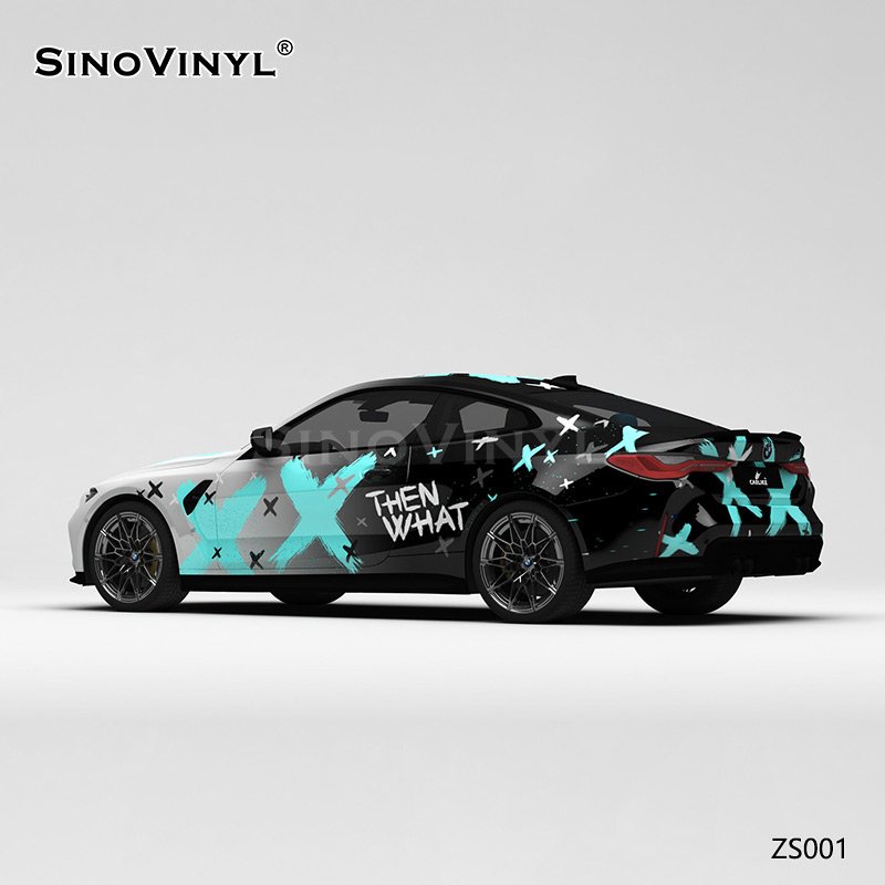 ZS001 Gradual Splash Ink Battle Damage Customized Car Vinyl Wrap