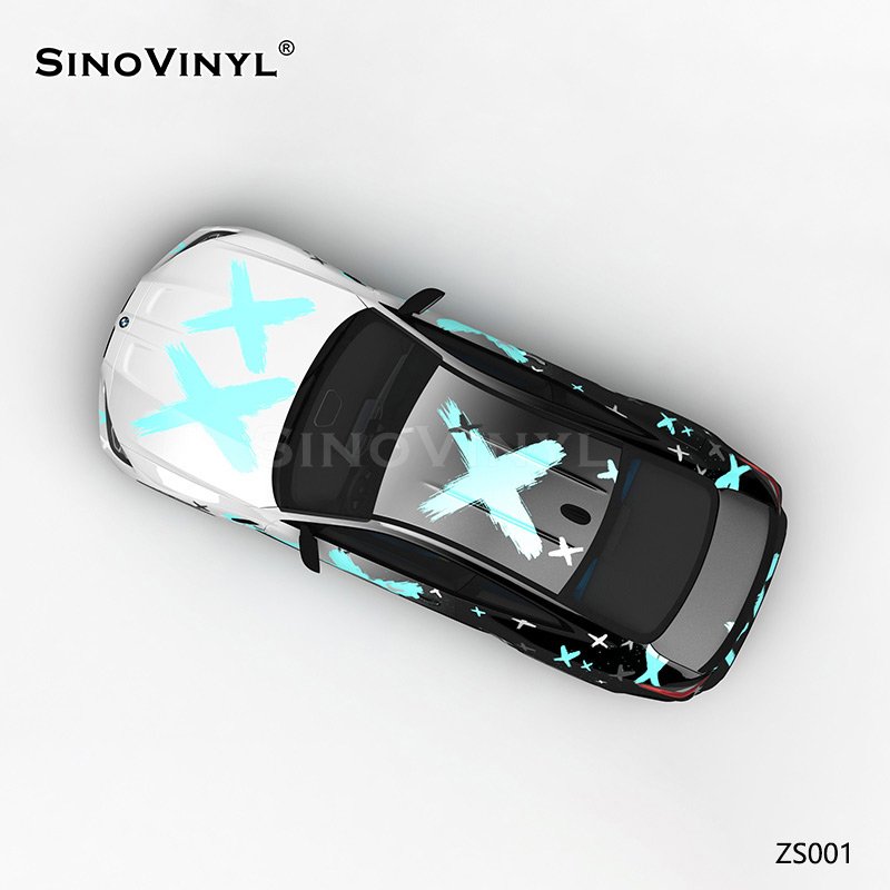 ZS001 Gradual Splash Ink Battle Damage Customized Car Vinyl Wrap