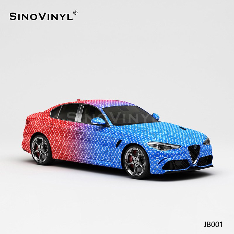 JB001 LV Blue And Red Two-color Gradient Self Adhesive Stickers PVC Vinyl