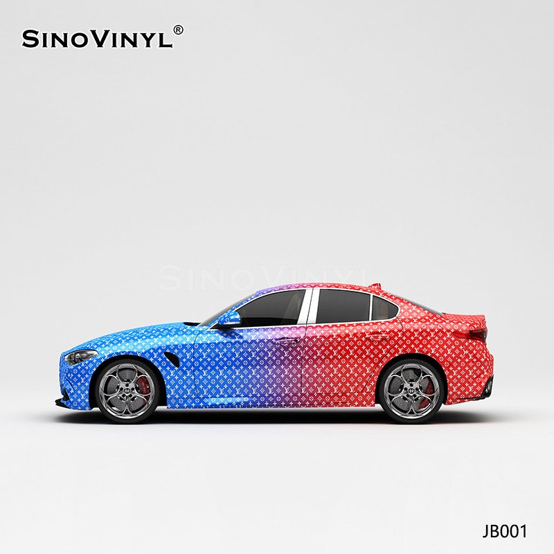 JB001 LV Blue And Red Two-color Gradient Self Adhesive Stickers PVC Vinyl