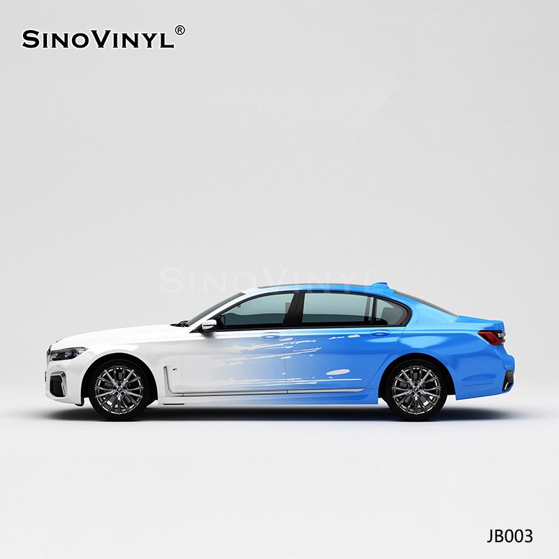 JB003 Gradient From White To Blue Splashing Ink Customized Wrapping Paper Car