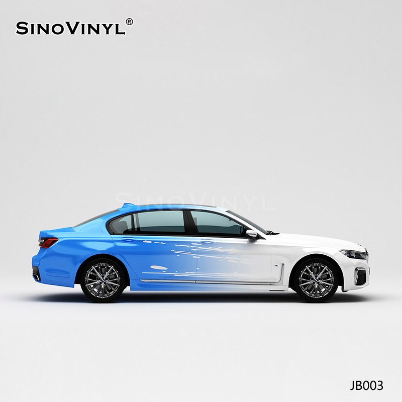 JB003 Gradient From White To Blue Splashing Ink Customized Wrapping Paper Car