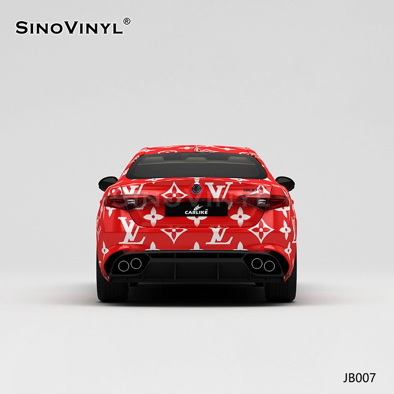 JB007 White And Red LV Gradient Car Sticker Wrap Car Wrap Bubble Free