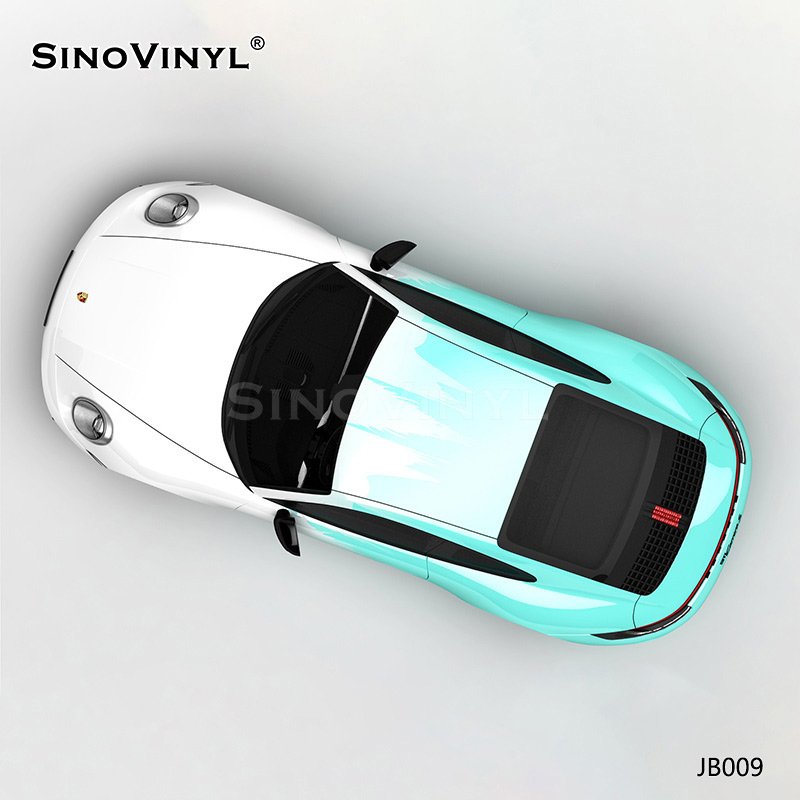 JB009 White Blue Tiffany Blue Splash Ink Gradient Car Vinyl Wrap Gloss Metallic