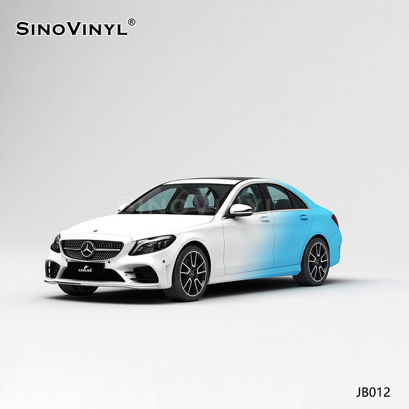 JB012 White And Blue Bevel Gradient Car Wrapping Vinyl Sticker Printing Auto Film