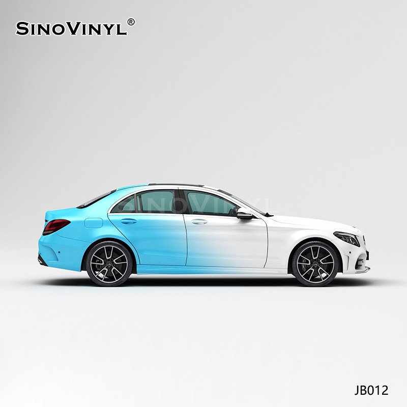 JB012 White And Blue Bevel Gradient Car Wrapping Vinyl Sticker Printing Auto Film