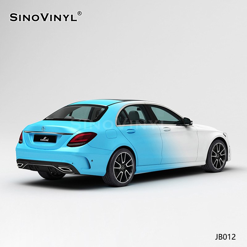 JB012 White And Blue Bevel Gradient Car Wrapping Vinyl Sticker Printing Auto Film