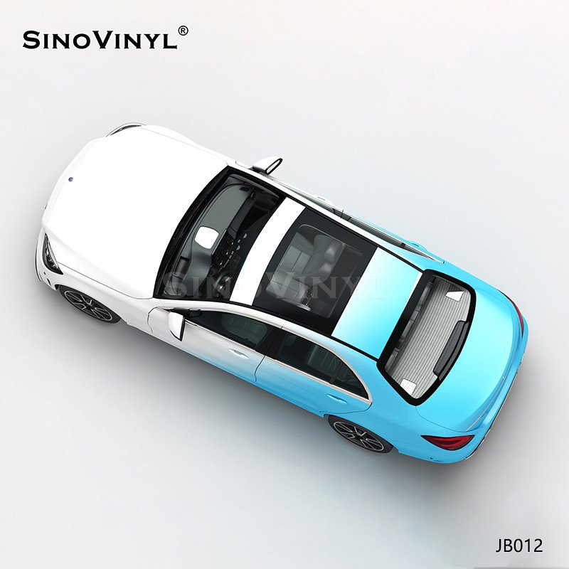 JB012 White And Blue Bevel Gradient Car Wrapping Vinyl Sticker Printing Auto Film