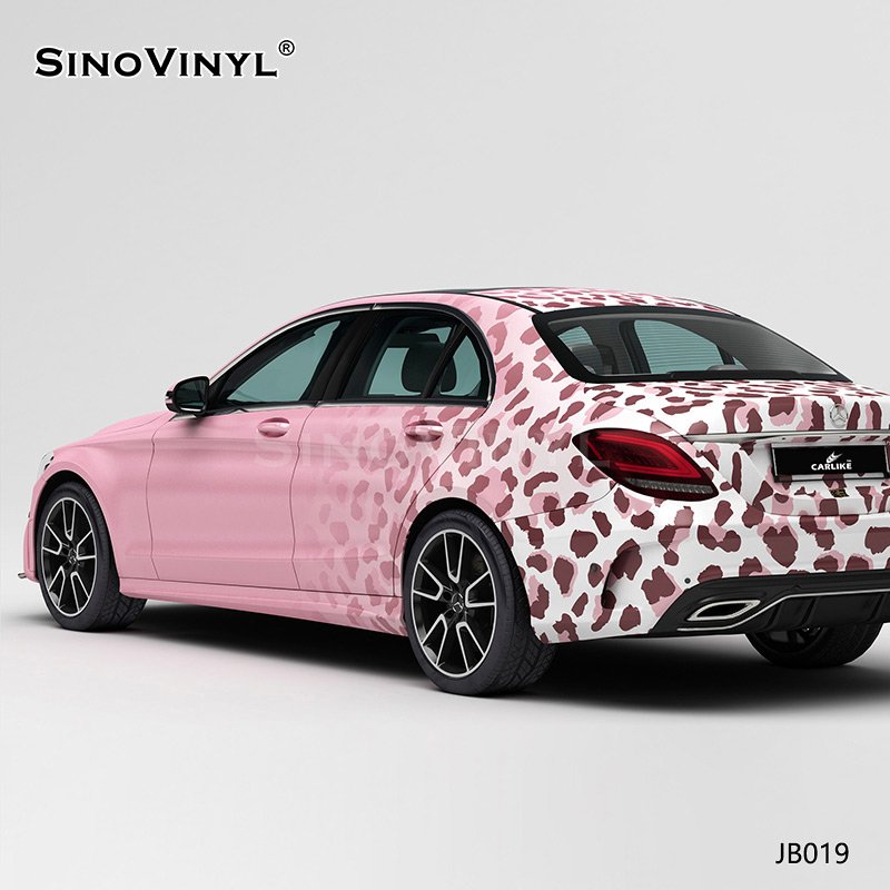 JB019 Pink Leopard Gradient Color Printing Car Wrap Film Customized Car Wrap