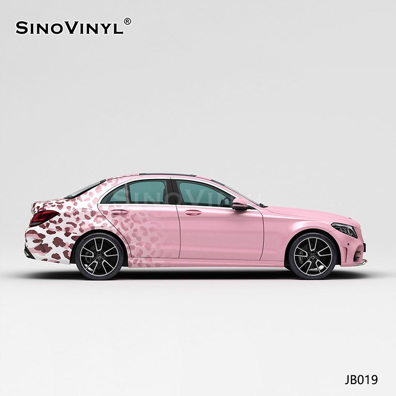 JB019 Pink Leopard Gradient Color Printing Car Wrap Film Customized Car Wrap