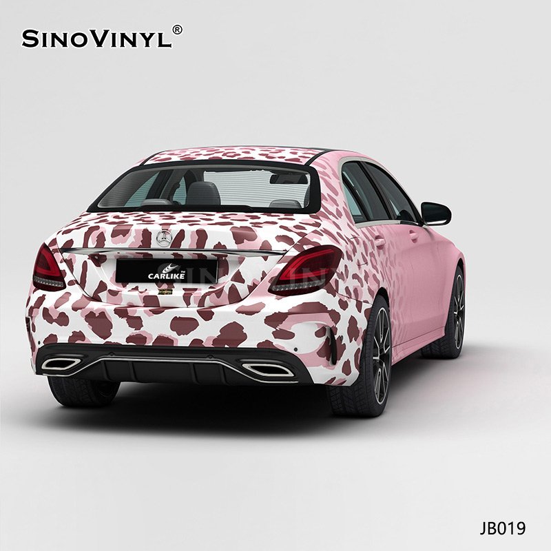 JB019 Pink Leopard Gradient Color Printing Car Wrap Film Customized Car Wrap