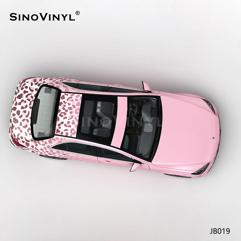 JB019 Pink Leopard Gradient Color Printing Car Wrap Film Customized Car Wrap