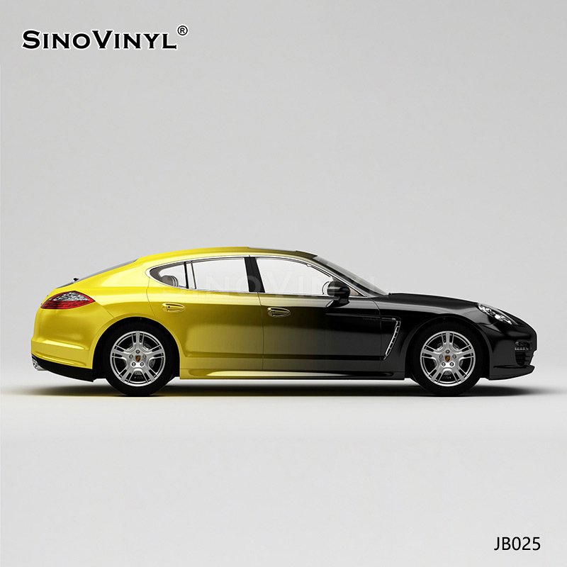 JB025 Black And Yellow Gradient Self Adhesive Printing Film For Car Wrap Vinyl