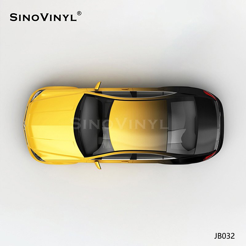 JB032 Car Wrapping Film Yellow And Black Gradient Customized Car Decal Vinyl