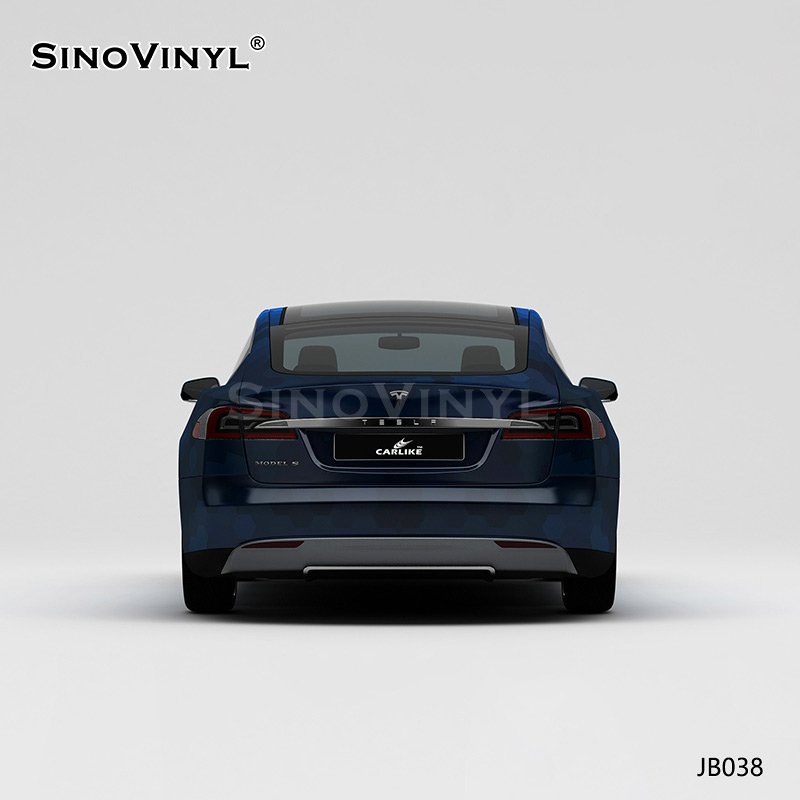 JB038 Hexagonal White And Blue Gradient Printing Customized Car Vinyl Glossy