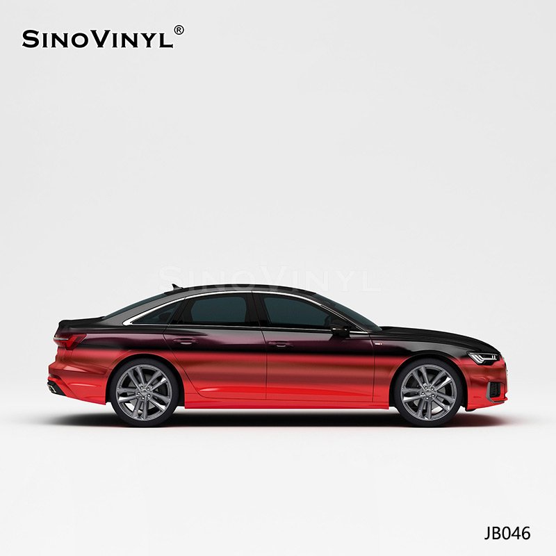 JB046 Black On Top And Red On The Bottom Customized Glossy Car Wrap Vinyl