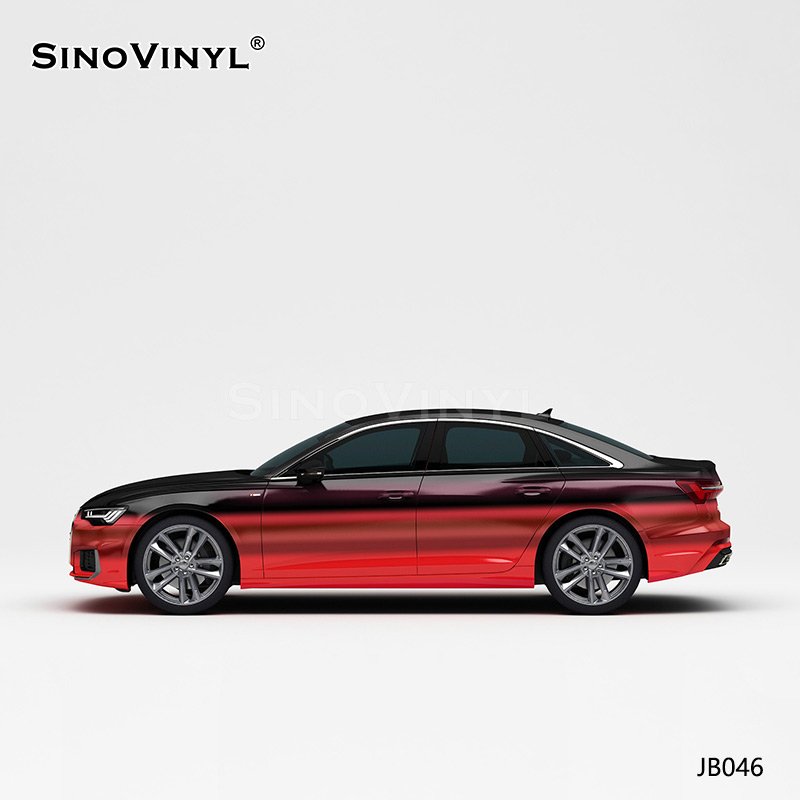 JB046 Black On Top And Red On The Bottom Customized Glossy Car Wrap Vinyl