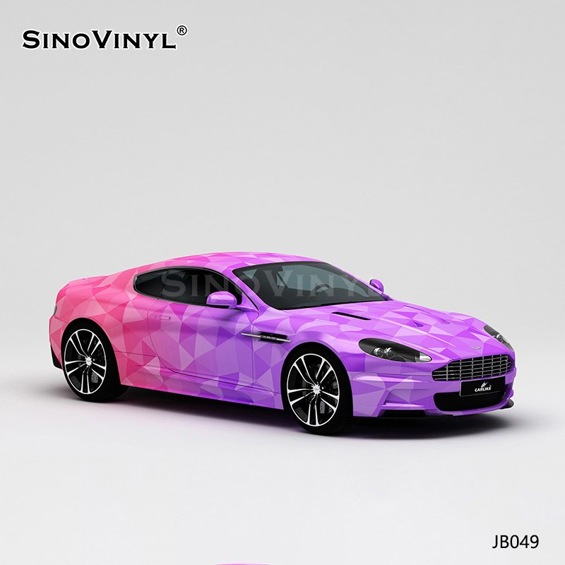 JB049 Purple Pink Triangle Shading Gradient Self Adhesive Bubble Free Vinyl