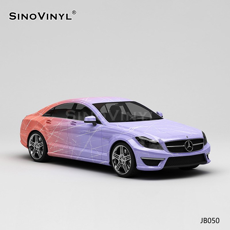 JB050 Purple Pink Line Gradient Wholesale Vinyl Wrap Chrome Stickers For Cars