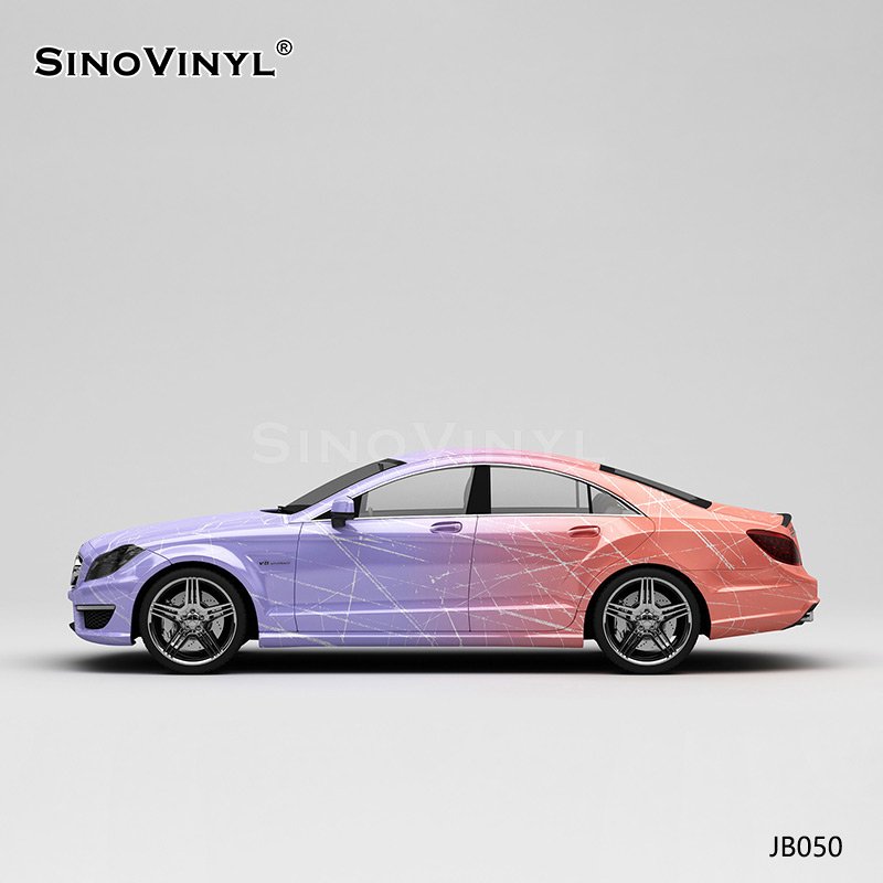 JB050 Purple Pink Line Gradient Wholesale Vinyl Wrap Chrome Stickers For Cars