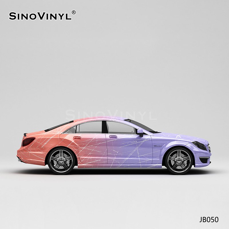 JB050 Purple Pink Line Gradient Wholesale Vinyl Wrap Chrome Stickers For Cars