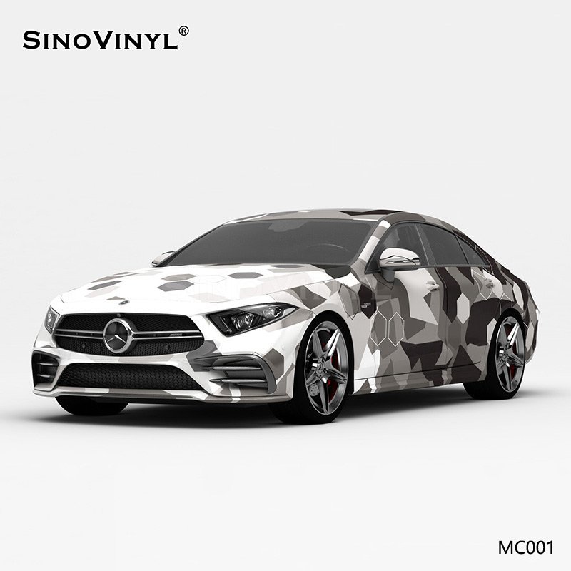 MC001 White Gray Black Printing Customized Car Vinyl Wrap